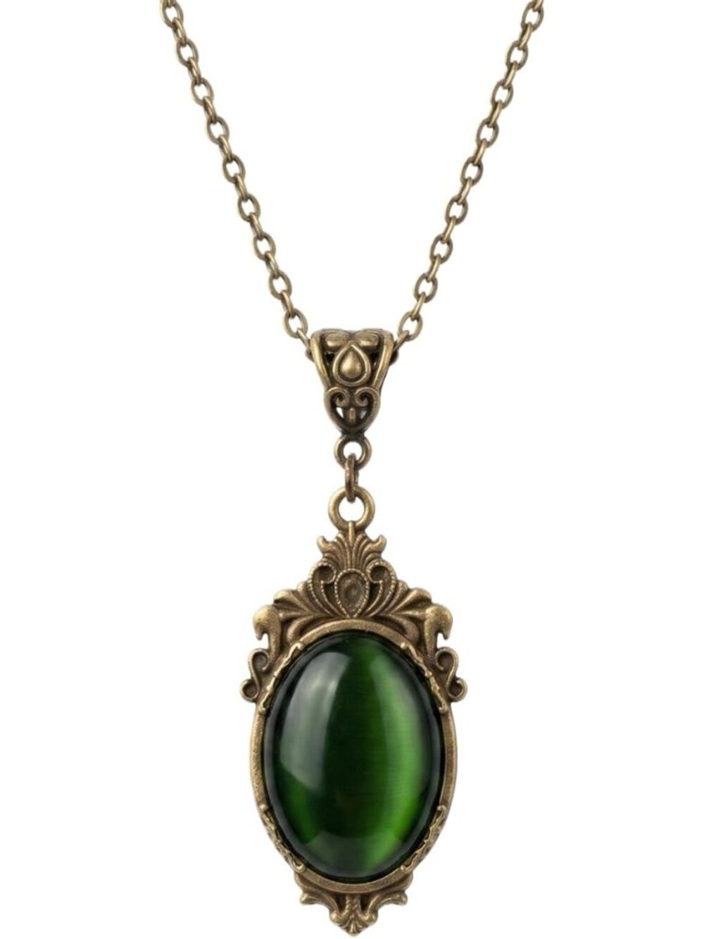 Women's Green 6 Vintage Bronze Emerald CZ Pendant Necklace Dainty Jewelry Gift